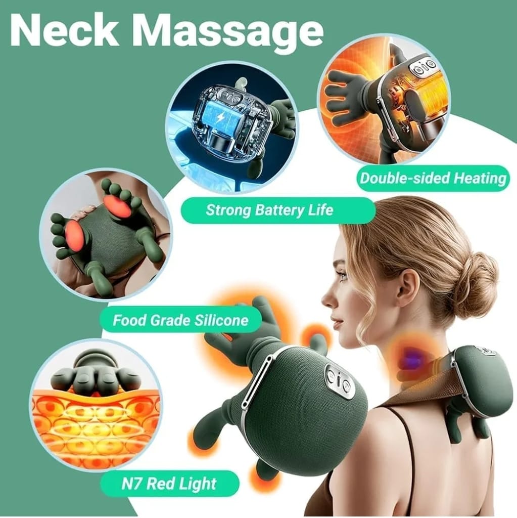 Hand-Simulated Deep Tissue Heated Neck Massager