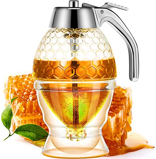 No-Drip Honey & Syrup Glass Dispenser