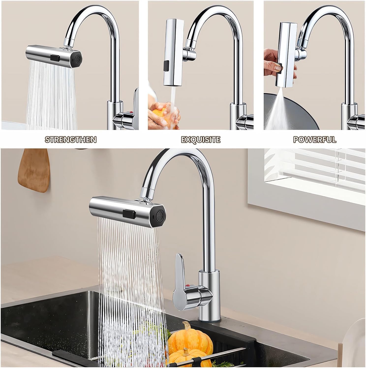 4-Mode Waterfall Faucet Extender Adapter
