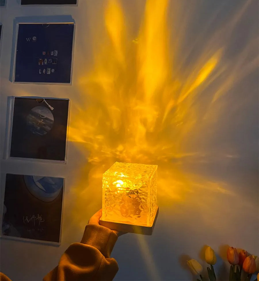 Rotating Water Ripple Flame Crystal Lamp