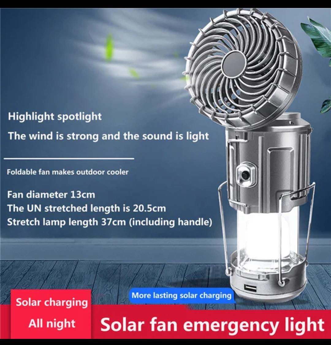 6-in-1 LED Solar Camping Lantern & Fan
